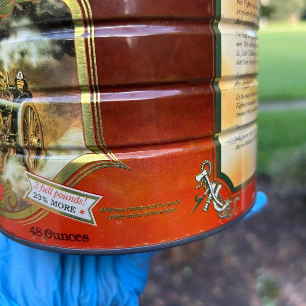 Vtg Fire Fighters Signature Blend Coffee Tin Special Ed 